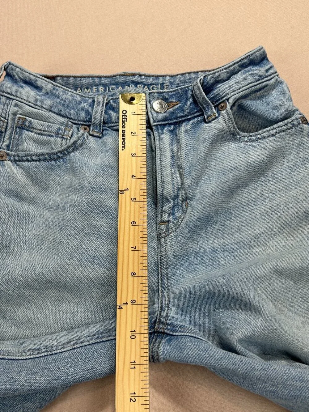 American Eagle Jeans Womens Size 0 Blue Denim Mid Rise Strigid MOM Stretch - Picture 12 of 14